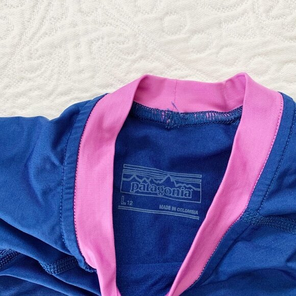 Patagonia Girl's Rashguard Swim Top, Channel Blue - Picture 4 of 5